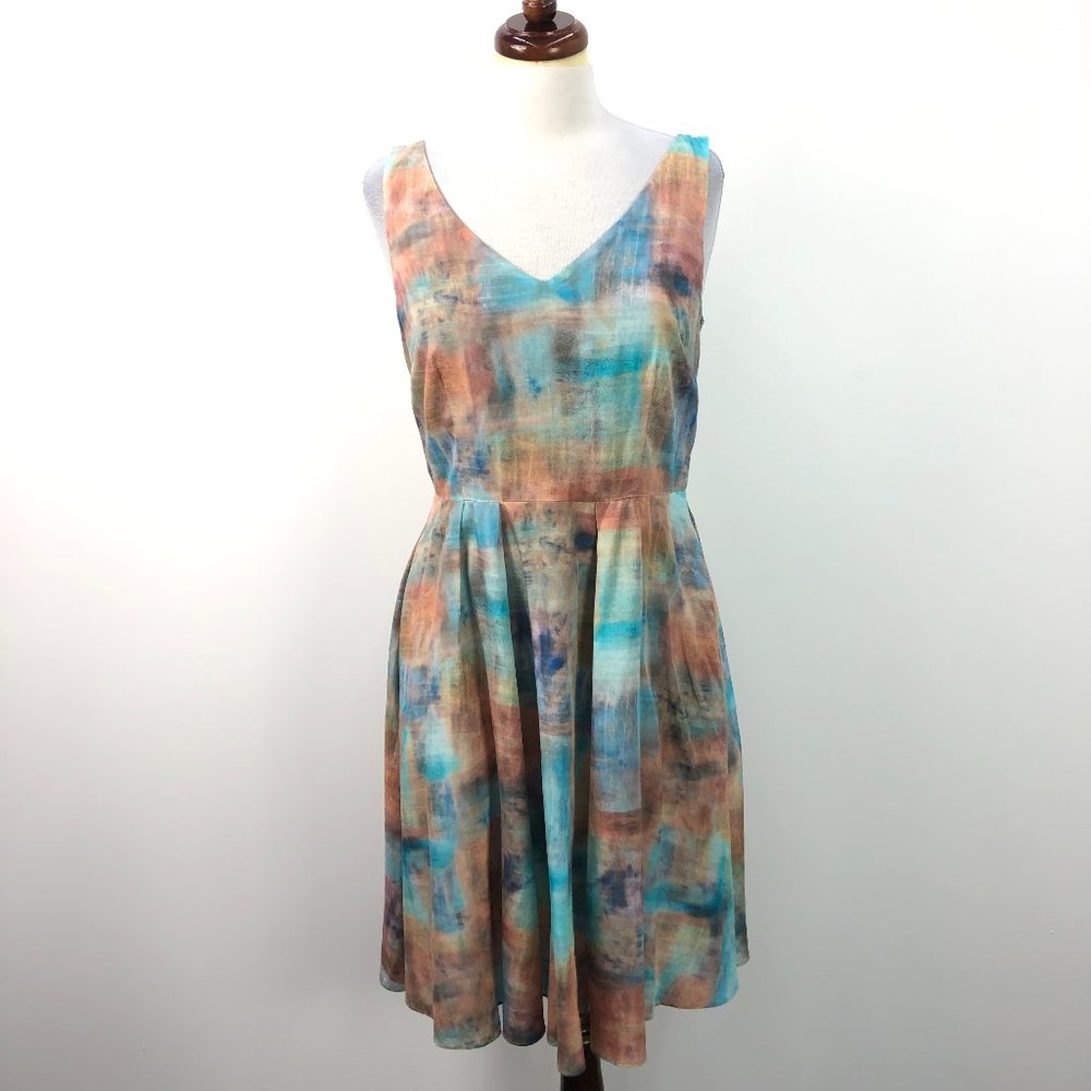 Peruvian Connection Multicolor Watercolor Midi Dress - Turquoise & Tan